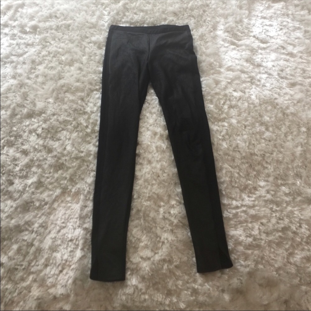 Faux leather front leggings
